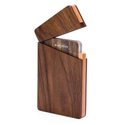 China Fashion MaxGear Wooden Pocket Business Card Holders For Men With Magnetic Closure Name Card Holder for sale