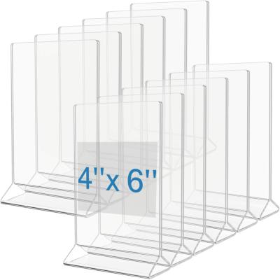 China MaxGear Acrylic12 Pack Plastic Table Card Show Rattan Mirror Sublimation Picture Frames Double Glass Clear Sign Holder B282 for sale