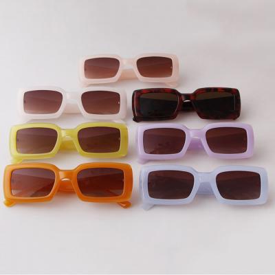 China Popular Rectangle Sunglasses Women Fashion Sun Glasses 2023 Retro Jelly Color Blue Purple Lenses Eyewear Shades UV400 Sun for sale