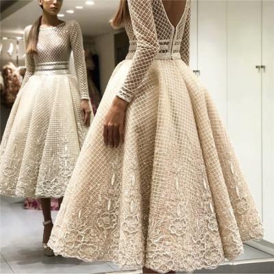 China High Quality Luxury Champagne Sequin Anti-Wrinkle Long Sleeve Women Formal Dress Evening Prom Dresses for sale