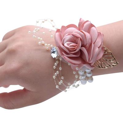 China Factory direct sale eco-friendly artificial flowers wedding decorative bridesmaid wrist corsage flowers for sale