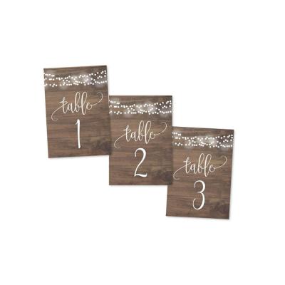 China Morden Rustic Wooden Wedding Reception Restaurant Birthday Party Lights Table Number 1-25 Double Sided Signs Wedding Decoration for sale