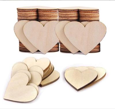 China Morden Unfinished Blank Wooden Hearts Shapes Wood Slices Tags Crafts For Wedding Guest Book Valentine's Day for sale