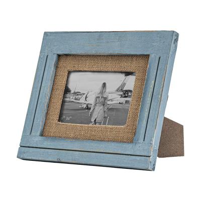 China Tabletop Picture Frame Farmhouse Burlap Wooden Picture Frame 4x6 and Wall Mounted, Can Hang Horizontally and Vertically for sale