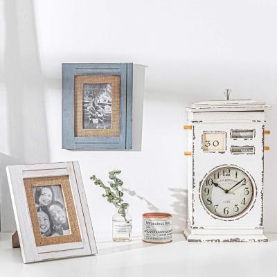 China Cheap Natural Wall Mounted Farmhouse Burlap Photo Picture Frame Photo Frame Wood Frame for sale