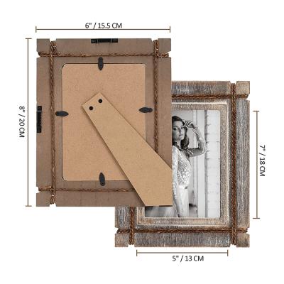 China Photo Frame Farmhouse Vintage Style Rustic Looking Wood Frames Table Top Wood Wall Display Picture Frame for sale