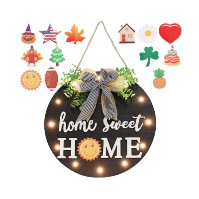 China Europe Factory Direct Sale High Quality Wooden Sign With Clips For Home Decor Custom Logo Front Entrance Christmas Party Wood Sign for sale