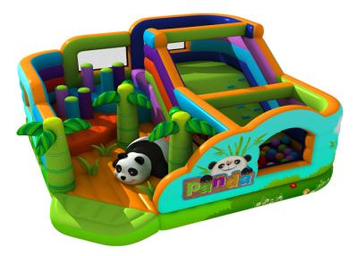 China Green Big Panda height 4m Kids Bouncy Castle With Slide for sale