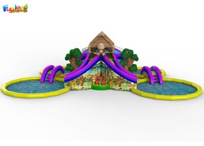 China Forest Theme 0.9mm PVC Tarpaulin Inflatable Water Slides for sale