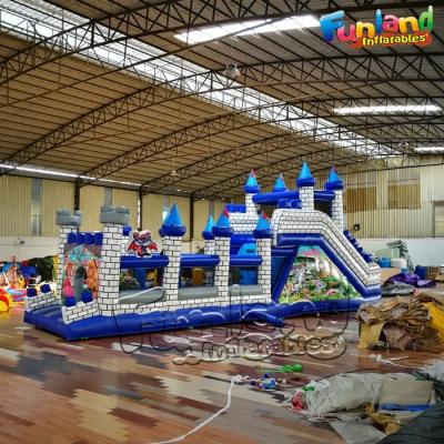 China Hot Sale Bouncer Slide Combo Playground Medieval Castle Theme Inflatable Obstacle Course for Kids for sale