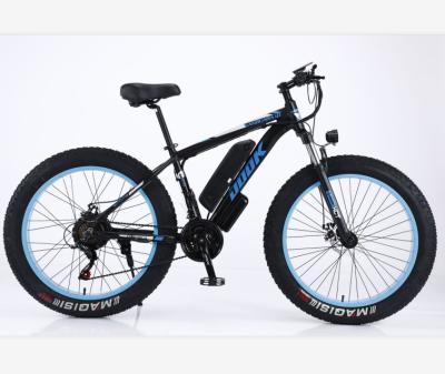 China Aluminum Alloy 48V 350W 500W 26*4.0Inch Full Tire Fat Suspension Electric Mountain Bike for sale