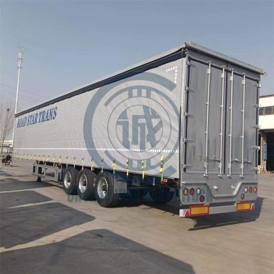 China Curtain Side Trailer Truck 3 Axles PVC Material Show Truck 3 Axles Curtain Side Van Semi Trailer Tarp Box Semi Trailer for sale