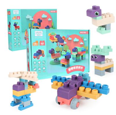 China Building Toy Wholesale Children Cheap Educational Soft Silicone Stacking Toy Play Building Block for sale