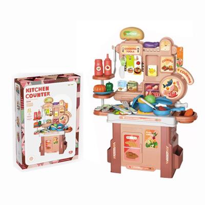 China Wholesale plastic pretend play girls running water sink table cooking big toys kitchen set for children for sale