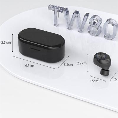 China In-Ear TWS Wireless Earbuds 5.0 Charging Digital Display Radio BT Earphone Sports Stereo Earbuds TW80 for sale