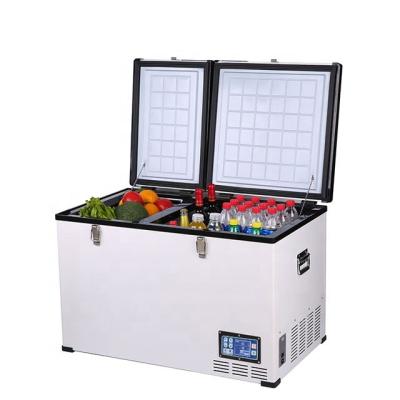 China beach & Fishing Boat DC 12V 24V DC 12V 24V Compressor Freezer Zone Car Fridge Electric 100L Vacation 100L Double Cooler Fishing Boat for sale