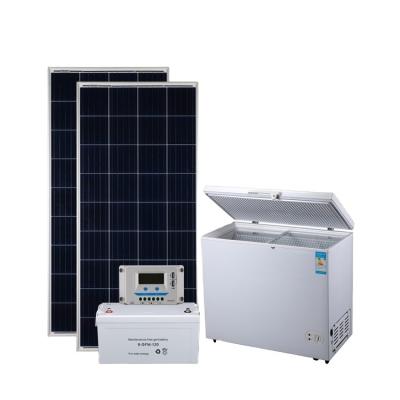 China Commercial Powered Hotel Solar Panel Energy 12v 24v Deep DC Chest Freezer Box 158L for sale