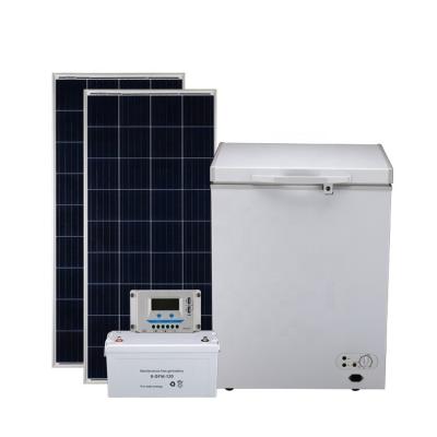 China Hotel 162L 12v 24v DC Solar Battery Powered Chest Fridge Freezer for sale