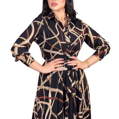 China European and American kuwii 2069 dress printing v-neck abaya dress muslim women long dress muslim islamic clothing S-2XL for sale