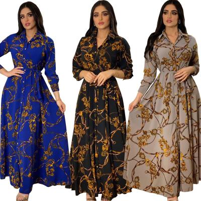 China kuwii retro long skirt 2068 Southeast Asia printed abaya dubai middle east islamic clothing muslim dress long robe for women S-2XL for sale