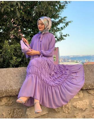 China 2110 Chiffon Kuwii Chiffon Dress Southeast Asian Dress Turkey Indonesian Muslim Abaya Pleated Muslim Abaya Women Dress for sale