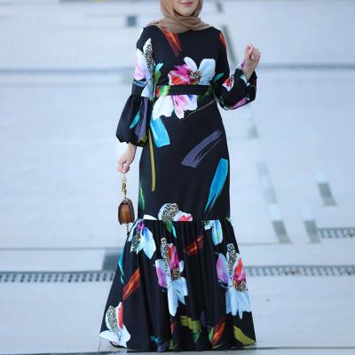 China 2118 cotton kuwii middle east malaysian print women muslim kaftan long dresses muslim abaya muslim dresses for sale