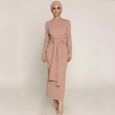 China kuwii 8006 New Arrival Middle East Dubai Long Dress Plus Size S~2XL Knitted Muslim Maxi Dress for sale