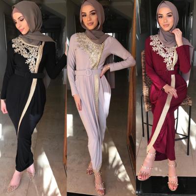 China Wholesale hot selling 3063 polyester kuwii embroidered abaya beaded long slim women muslim dress for sale