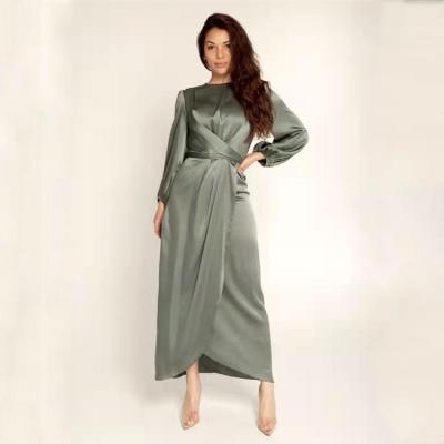 China European and American kuwii dubai tunic muslim abaya 3079 satin robe female women borka maxi muslim abaya for sale