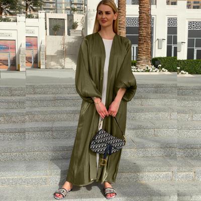 China Dubai European and American kuwii 3010 long skirt long dress silk open abaya women clothing islamic muslim abayas kimonos elegant for sale