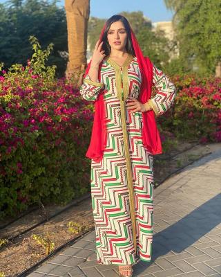 China 2106 kuwii middle east print long dress dubai abaya eid mubarak abaya dress women muslim clothing supplier S-2XL dress S-2XL for sale