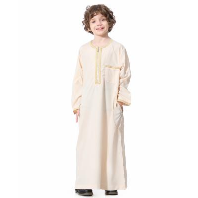 China 6003 kuwii Abaya Kids Arab Middle Eastern Muslim Teen Robe Boy Thobe Islamic Clothing With Pocket 110~160cm for sale