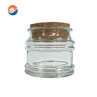 China Glass Clear Freshness Preservation Storage Jar With Cork Lid Bottle For Kitchen Spices for sale