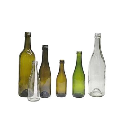 China ECO light green or dark green color can be customized Burgundy 187ml 375ml 500ml 750ml glass bottle for sale