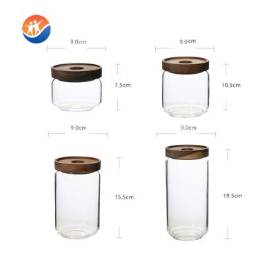 China Eco-freindly High Borosilicate Glass Houseware Storage Jar With Wooden Lid for sale