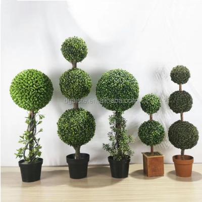 China Industrial Artificial Ball Topiary Artificial Bonsai Grass Boxwood Greenery Plant Home Tree for sale