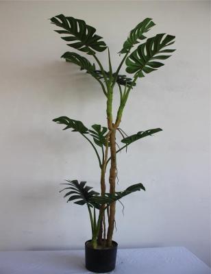 China Plastic Ornamental Artificial Plant Laurel Leaf Monstera Liebm deliciosa Araceae shap bonsai tree E10 0534 1.2m tall waterproof for sale