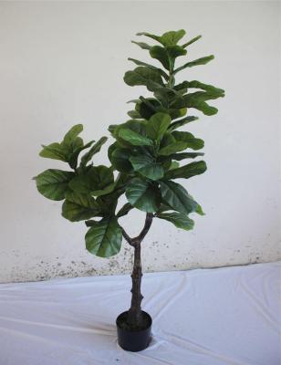 China Waterproof 4ft or 1.2m Tall Ornamental Artificial Plant Plastic Laurel Leaf Ficus Pandurata Hance Shap Bonsai Tree E10 05105 for sale