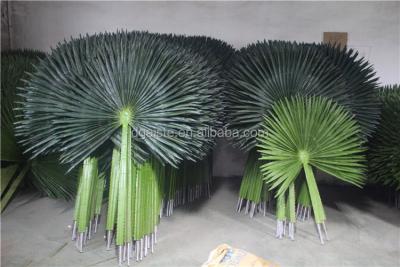 China Mutiple Use Outdoor UV Proof Artificial Round Fan Shape Palm Leaf for sale