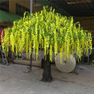 China Large Cheap Plastic Artificial Yellow Wisterial Tree 3.5m Tall Waterproof E03 01197 for sale