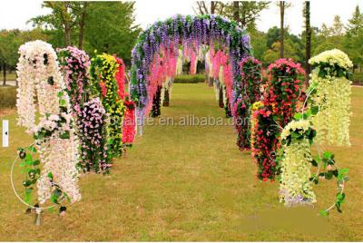 China Modern Vertical Plastic Wisteria Flower Vine Hanging Garden Wedding Artificial Vine for sale