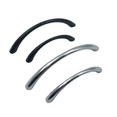 China Hot Modern Contracted Black Aluminum Alloy Crescent Type Chrome Drawer Pull Black Aluminum Handles Modern Handle for sale