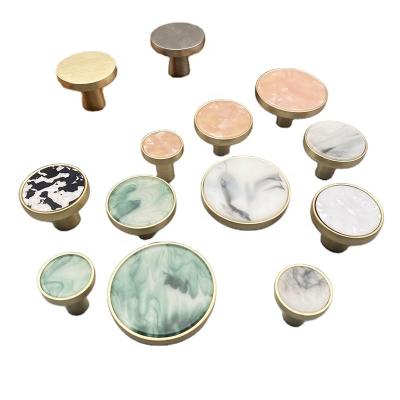 China Light Luxury Series Hot Zinc Shell Round Single Hole White Green Copper Brushed Gold Knobs Cabinet Knobs Kitchen Knobs for sale