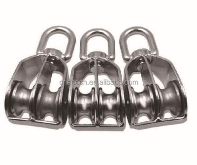 China Transmission Stainless Steel Double Eye Swivel Pulley Block for sale