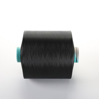 China Low Price Sustainable 100/36/1 Colored Coat Dyed Black Virgin Polyester Filament Yarn For Knitting And Weaving for sale