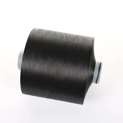 China Sustainable Recycled POLYESTER DTY Dope Dyed Black FILAMENT Yarns For Woven Label for sale