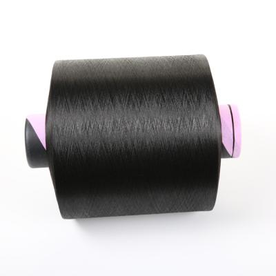 China 150/48 Polyester Yarn Sustainable Dty Dope Dyed Black Color SIM Intermigle For Home Textile for sale