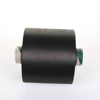 China Durable Semi Dull Polyester Yarns DTY 150D / 144F Dope Dyed Black Color Microfiber Yarn for sale