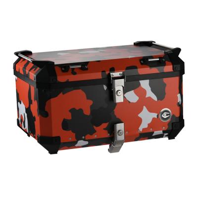 China Motorcycle Orange Aluminum Top Box Motocycle COOCASE 65L Black Camouflage Luggage Storage Case Tail Box for sale