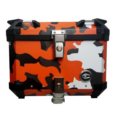 China COOCASE 45L Motocycle Black And Orange Camouflage Motorcycle Storage Luggage Top Case Aluminum Motorcycle Tail Boxes for sale